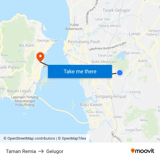 Taman Remia to Gelugor map