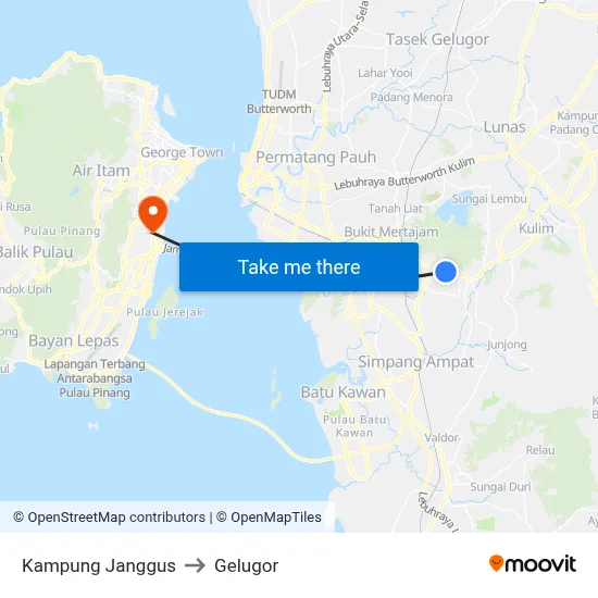 Kampung Janggus to Gelugor map