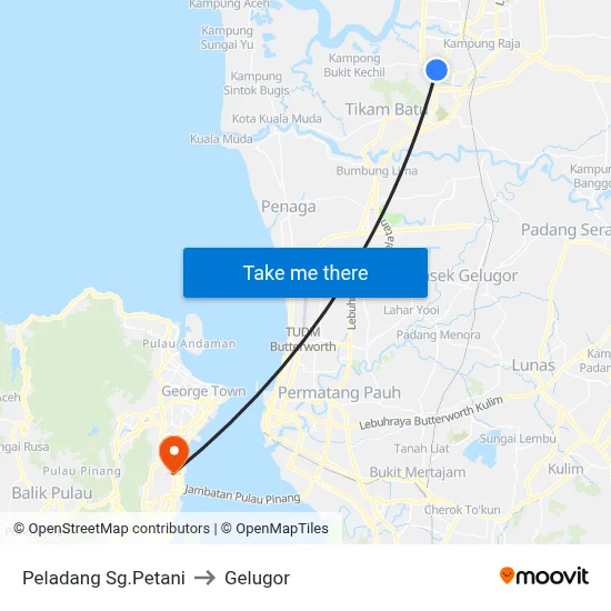 Peladang Sg.Petani to Gelugor map