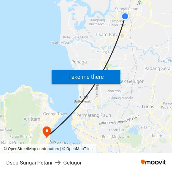 Dsop Sungai Petani to Gelugor map