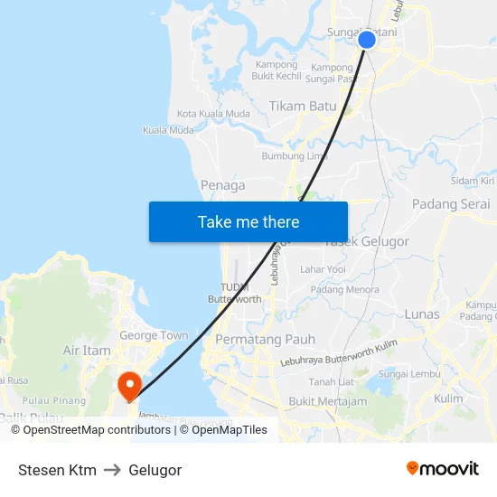 Stesen Ktm to Gelugor map