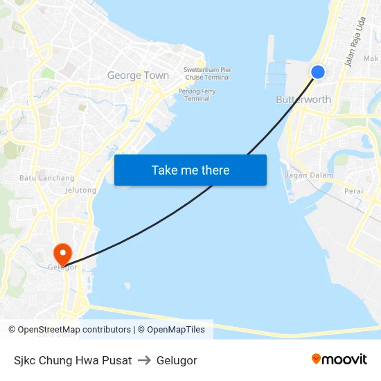 Sjkc Chung Hwa Pusat to Gelugor map