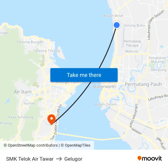 SMK Telok Air Tawar to Gelugor map