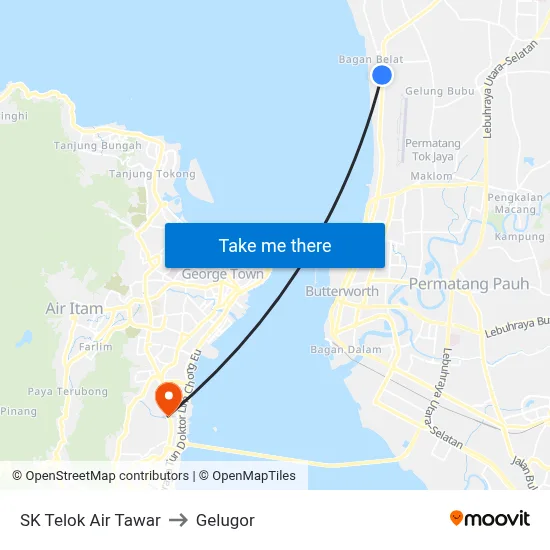 SK Telok Air Tawar to Gelugor map