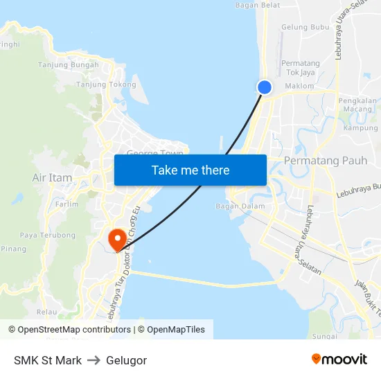 SMK St Mark to Gelugor map
