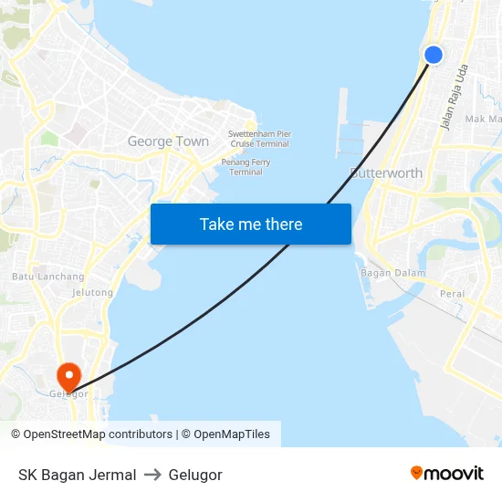 SK Bagan Jermal to Gelugor map