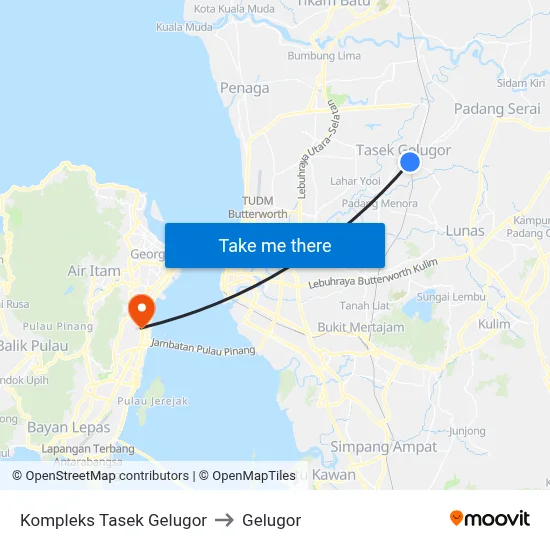 Kompleks Tasek Gelugor to Gelugor map