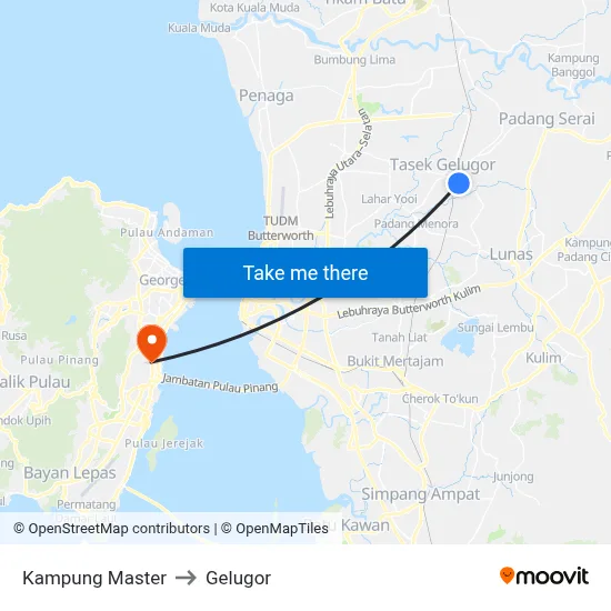Kampung Master to Gelugor map
