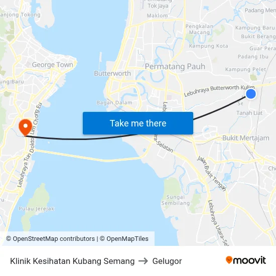 Klinik Kesihatan Kubang Semang to Gelugor map