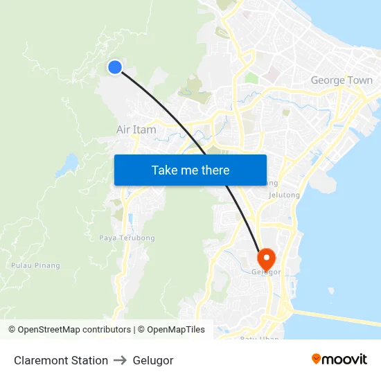 Claremont Station to Gelugor map