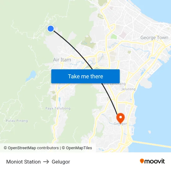 Moniot Station to Gelugor map