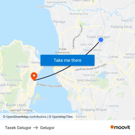 Tasek Gelugor to Gelugor map
