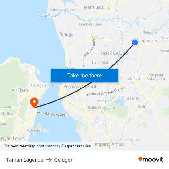 Taman Lagenda to Gelugor map