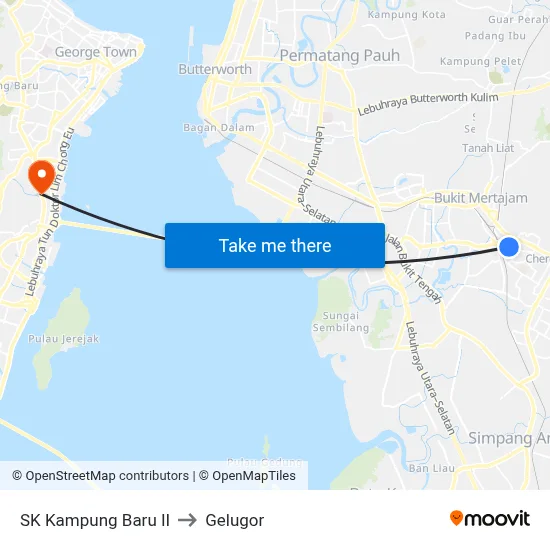 SK Kampung Baru II to Gelugor map