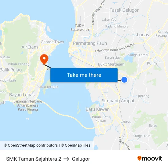 SMK Taman Sejahtera 2 to Gelugor map