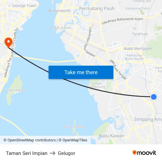 Taman Seri Impian to Gelugor map