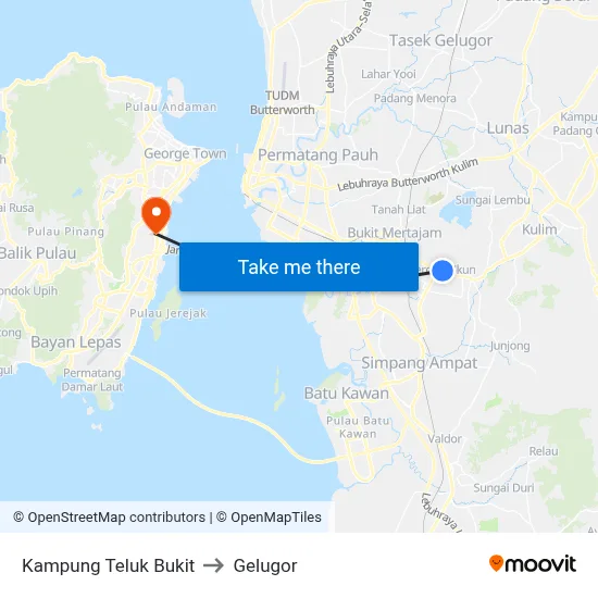 Kampung Teluk Bukit to Gelugor map