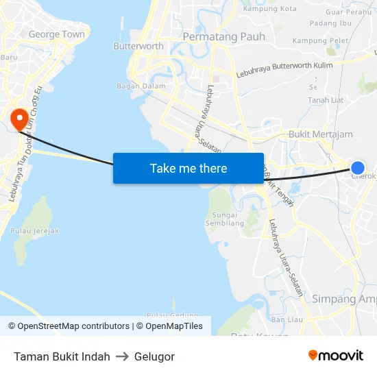 Taman Bukit Indah to Gelugor map