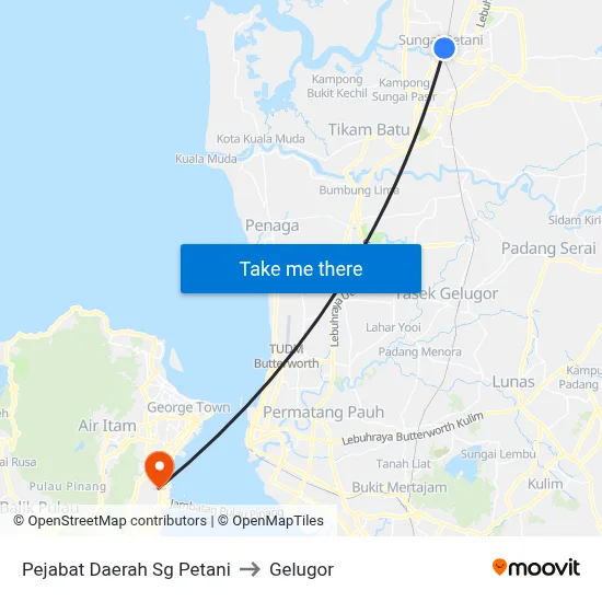 Pejabat Daerah Sg Petani to Gelugor map