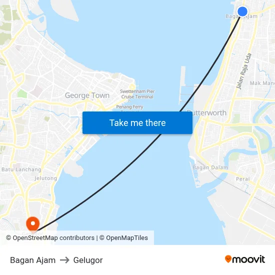 Bagan Ajam to Gelugor map