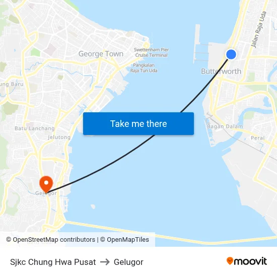 Sjkc Chung Hwa Pusat to Gelugor map