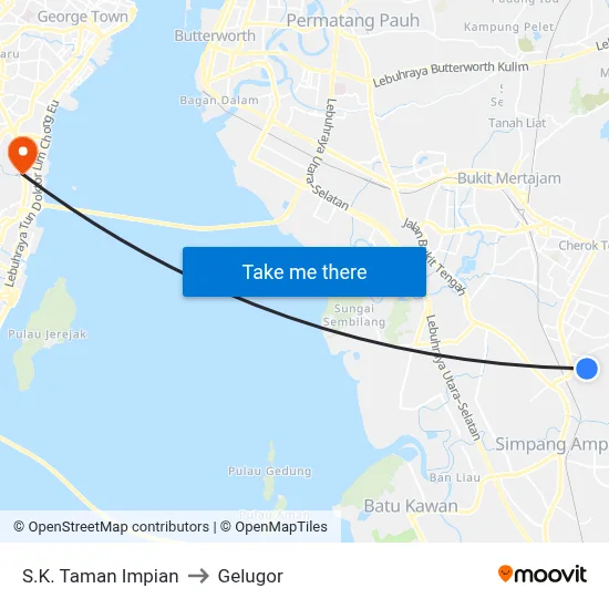 S.K. Taman Impian to Gelugor map