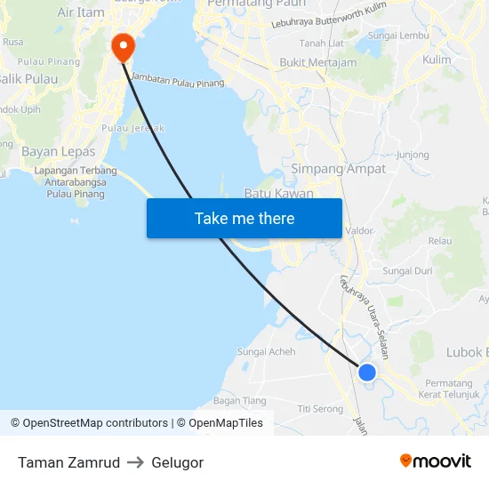 Taman Zamrud to Gelugor map