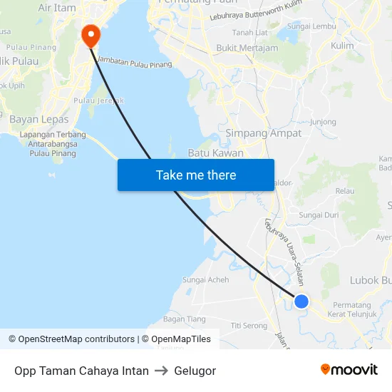 Opp Taman Cahaya Intan to Gelugor map