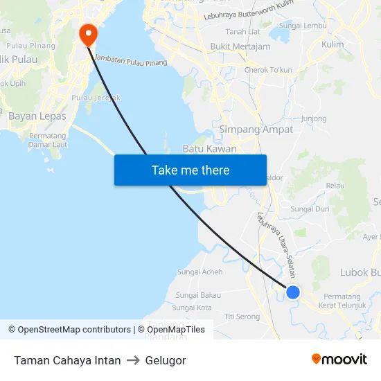 Taman Cahaya Intan to Gelugor map