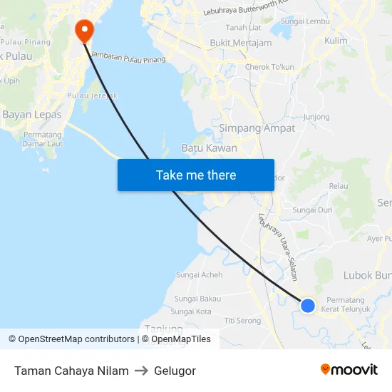 Taman Cahaya Nilam to Gelugor map