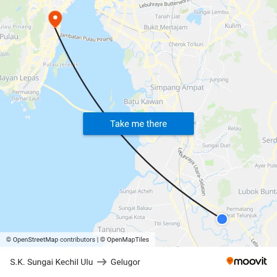 S.K. Sungai Kechil Ulu to Gelugor map