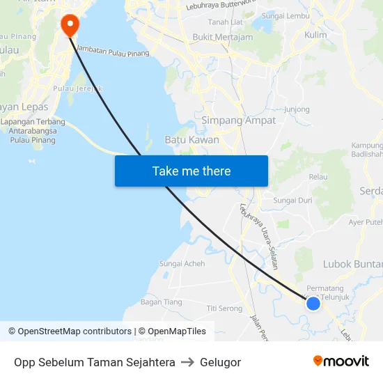 Opp Sebelum Taman Sejahtera to Gelugor map