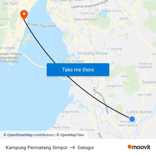 Kampung Permatang Simpor to Gelugor map