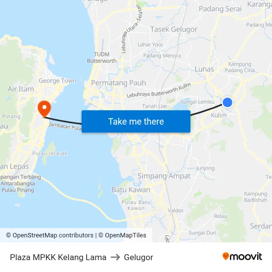 Plaza MPKK Kelang Lama to Gelugor map