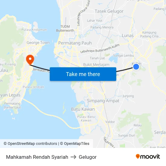 Mahkamah Rendah Syariah to Gelugor map