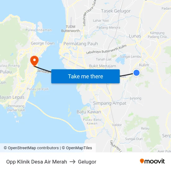 Opp Klinik Desa Air Merah to Gelugor map