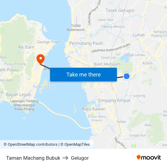 Taman Machang Bubuk to Gelugor map