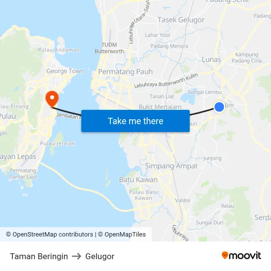 Taman Beringin to Gelugor map