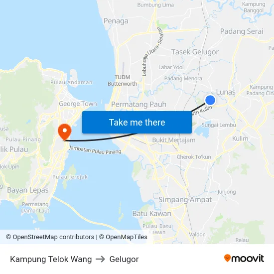 Kampung Telok Wang to Gelugor map