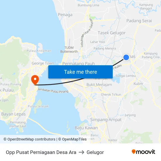 Opp Pusat Perniagaan Desa Ara to Gelugor map