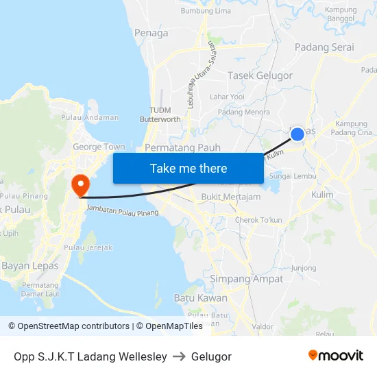 Opp S.J.K.T Ladang Wellesley to Gelugor map