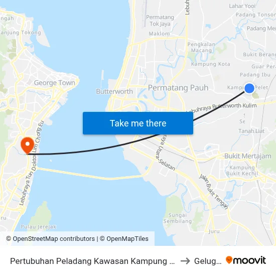 Pertubuhan Peladang Kawasan Kampung Pelet to Gelugor map