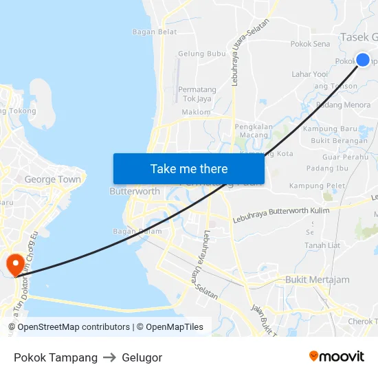 Pokok Tampang to Gelugor map