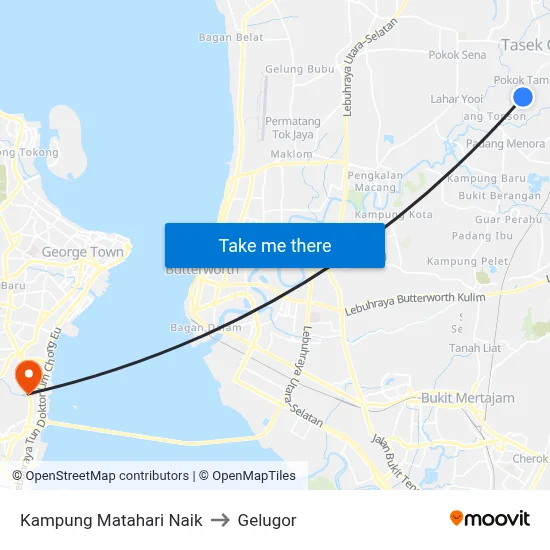 Kampung Matahari Naik to Gelugor map