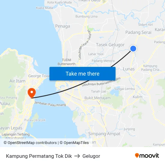 Kampung Permatang Tok Dik to Gelugor map