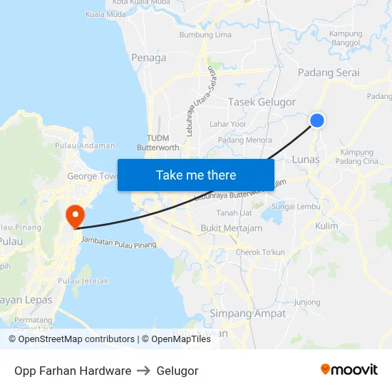 Opp Farhan Hardware to Gelugor map