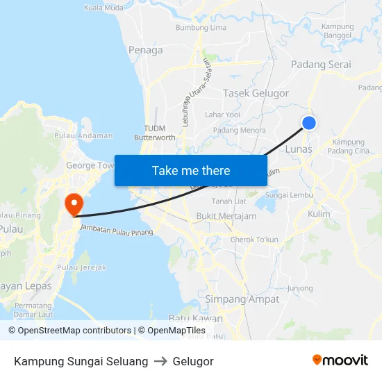 Kampung Sungai Seluang to Gelugor map