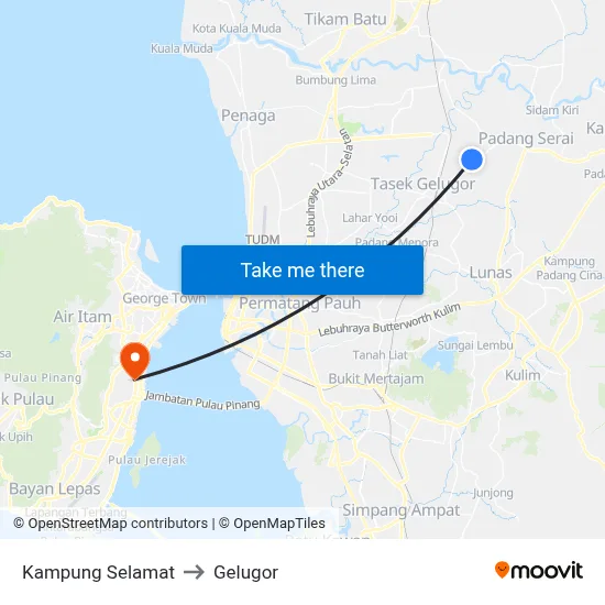 Kampung Selamat to Gelugor map