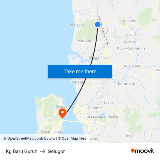 Kg Baru Gurun to Gelugor map