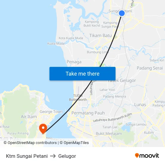 Ktm Sungai Petani to Gelugor map